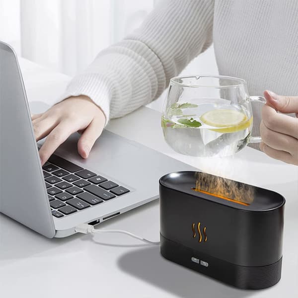 Luftfuktare med flameffekt Aromadiffuser USB Tyst 180ml
