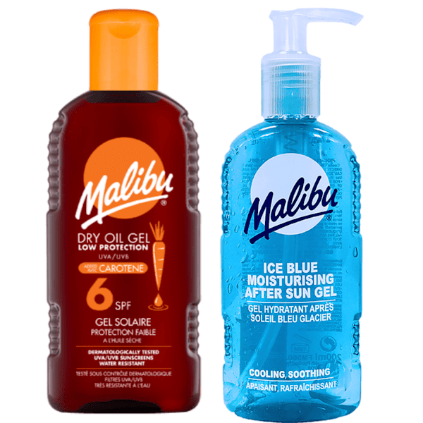 Malibu Spf6 Tørr Olje Med Karoten 200Ml + Ice Blue After Sun Gel 200Ml