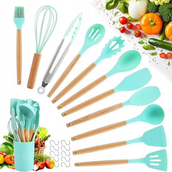 Kökstillbehör Set Köksredskap 12 St. Silikon Bambu Set Matt