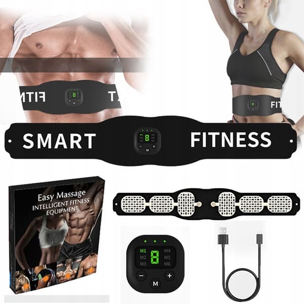 EMS bant för bantning, kroppstoner, 6 lägen, fettcellulitmassager