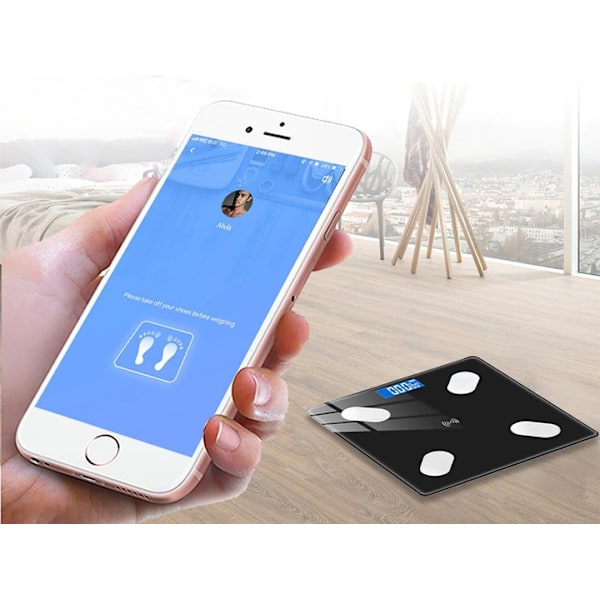 Smart Analytisk Bluetooth Badrumsvåg Svart + Mätkran