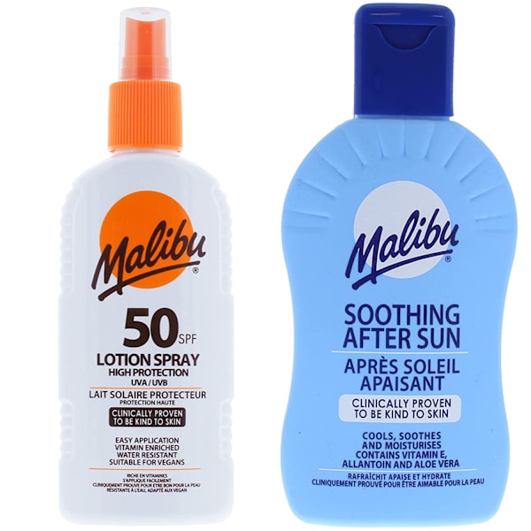 Malibu Spf50 Vandfast Spray 200Ml + After Sun Lotion 200Ml