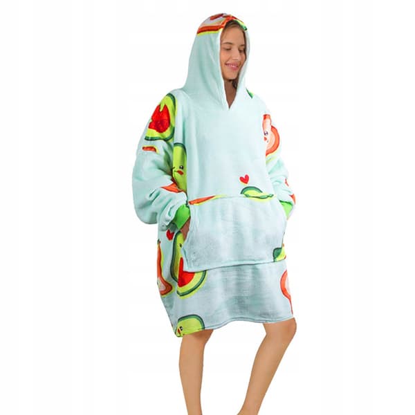Xxl Avocado Oversize Varm Hættetrøje - Tæppe 2-I-1