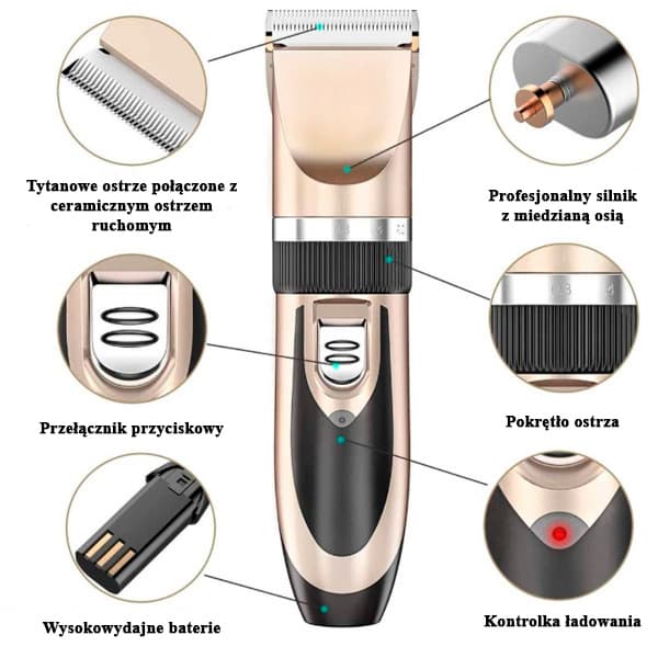 Tyst Klippmaskin För Hund Och Katt Grooming-Set 12I1