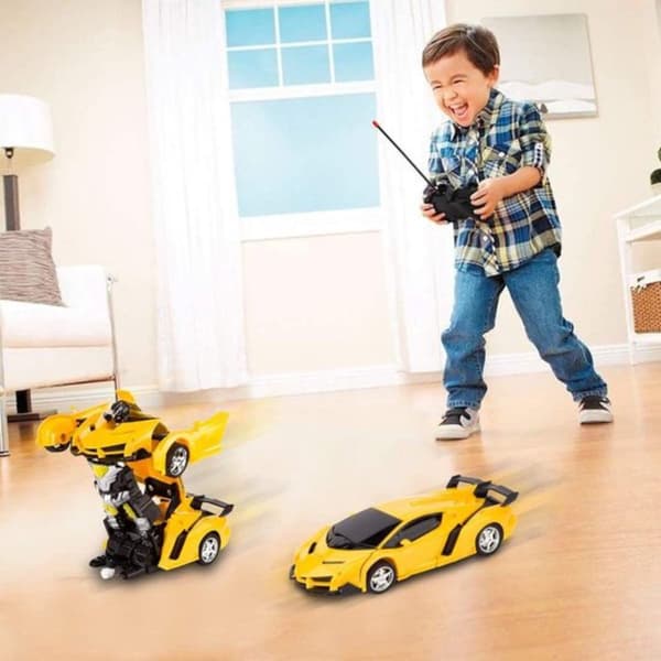 RC Robotbil 2i1 Transform Drift Lys Lyde 360 Gul