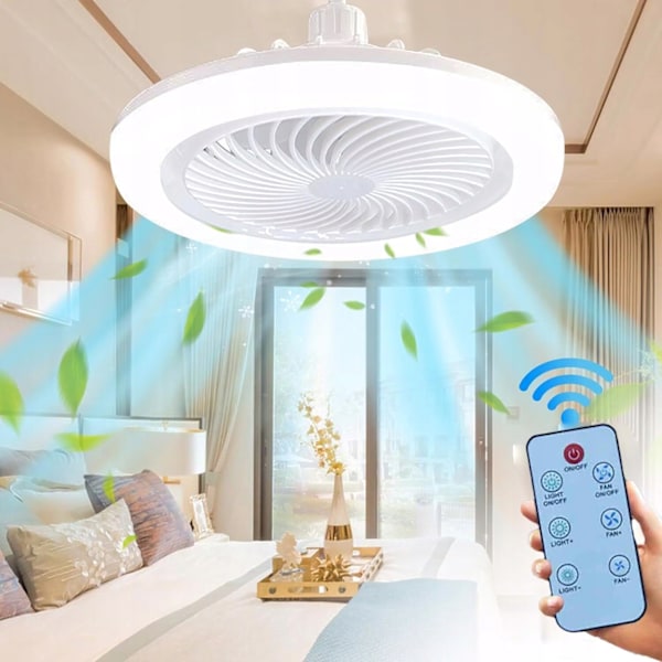 Takfläkt med LED-belysning och fjärrkontroll – 360 graders rotation