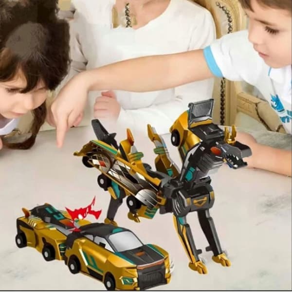 RoarWheel Magnetisk Dino Bil Leksak 2i1 Transform Guld Barn 3+