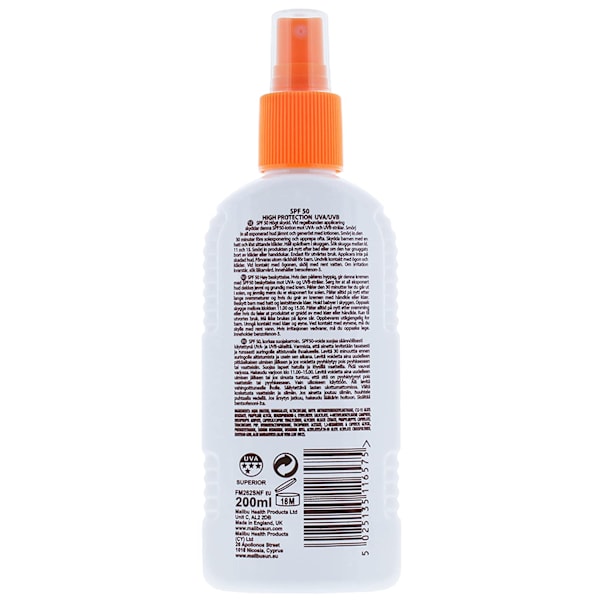 Malibu Sun Lotion Spray Spf50 Vandfast Spray 200Ml