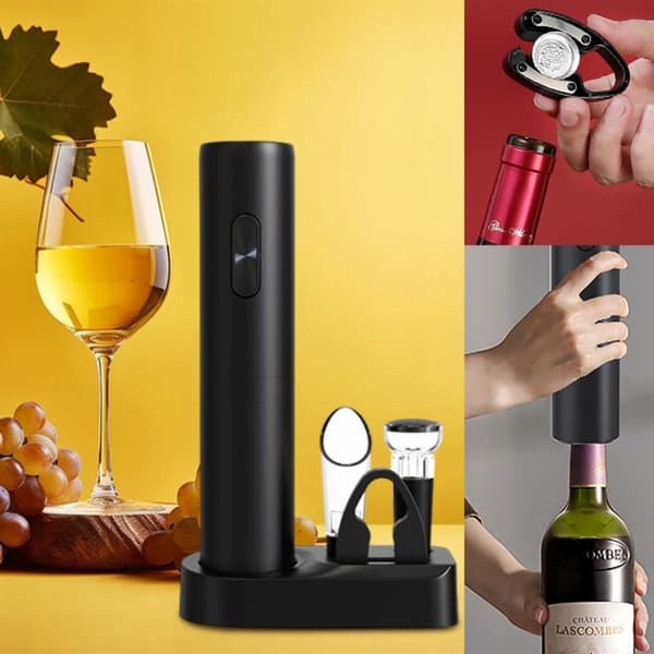 Elektriskt Vinkorkset Deluxe - Öppnare, Hällpip & Proppkit