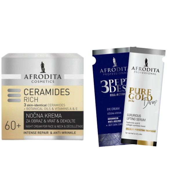 Afrodita Ceramides Rich Night Cream För Ansikte, Hals Och Décolleté + 2 Prover