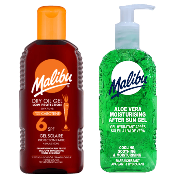 Malibu Spf6 Tør Olie Med Caroten 200Ml + Aloe After Sun Gel 200Ml