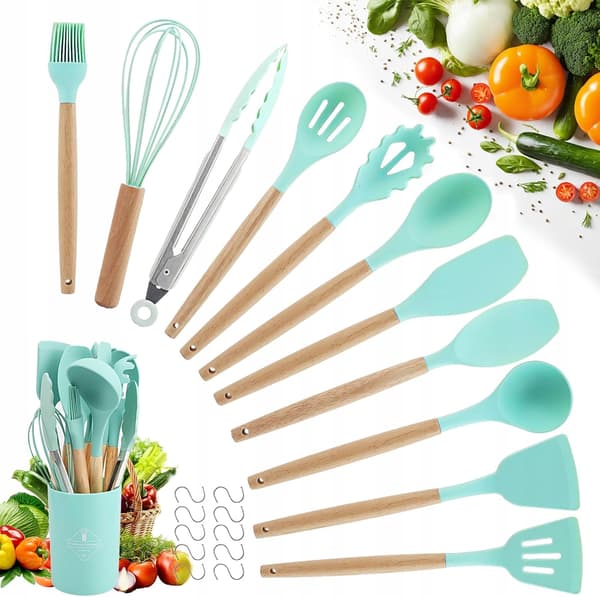 Kökstillbehör Set Köksredskap 12 St. Silikon Bambu Set Matt