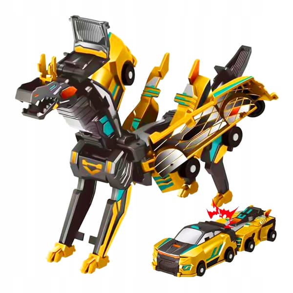 RoarWheel Magnetisk Dino Bil Leksak 2i1 Transform Guld Barn 3+