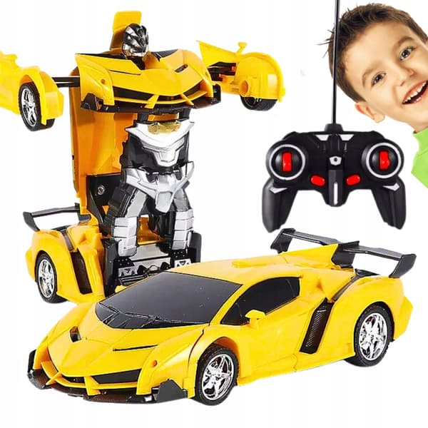 RC Robotbil 2i1 Transform Drift Lys Lyde 360 Gul