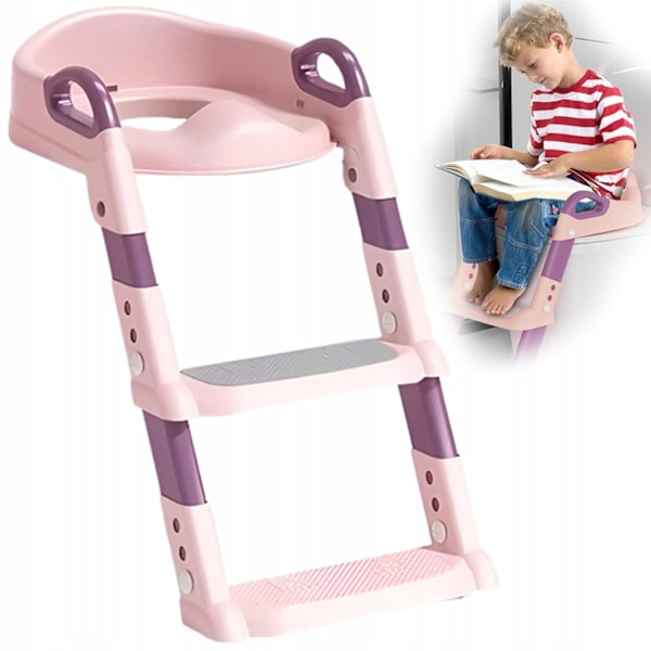 Børnevenlig Toiletstol Med Justerbar Trin – Kiddistep Pink