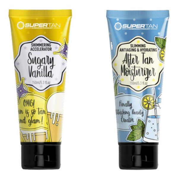 Supertan-Set: Sugary Vanilla-Accelerator 150 Ml + After Tan-Lotion 150 Ml