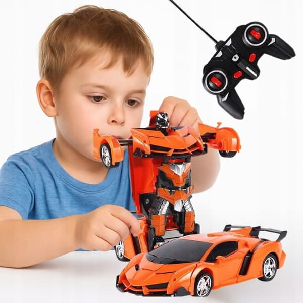 Fjärrstyrd 2-I-1 Transformationsbil Och Robot Med Ljus Och Ljud - Orange