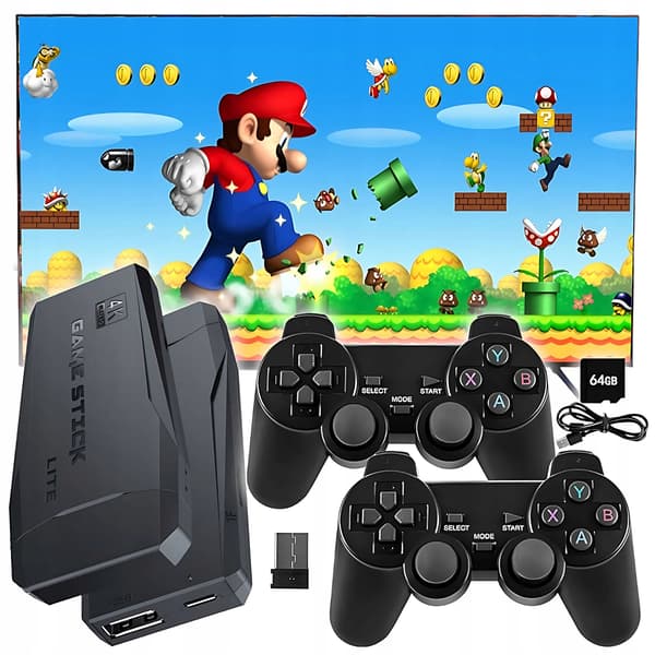 Retro GameStick HDMI TV-konsol 2 trådløse controllere 22073 spil 64GB