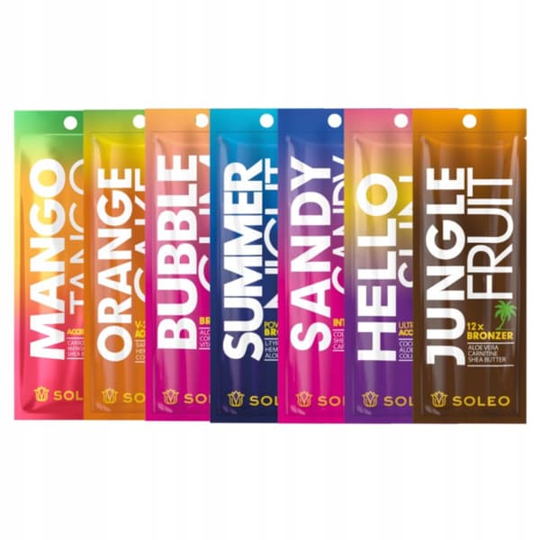Soleo Mangotango Orangecake Hellosun Sandycandy Bubblegum Junglefruit Summernight 7X15Ml
