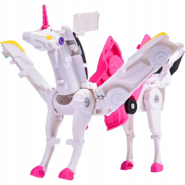 Magnetisk Transformationslegetøj 2-I-1: Unicorn & Dinosaur Bil I Lyserød