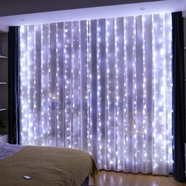 Usb Lysgardin 3M X 3M 300 Leds Varm Hvid