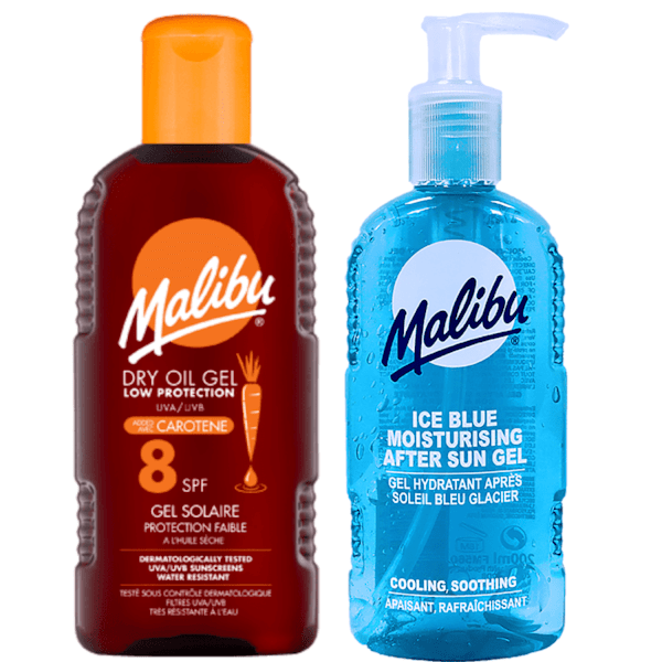 Malibu Dry Gel With Carotene Spf8 200Ml + Ice Blue After Sun Gel 200Ml