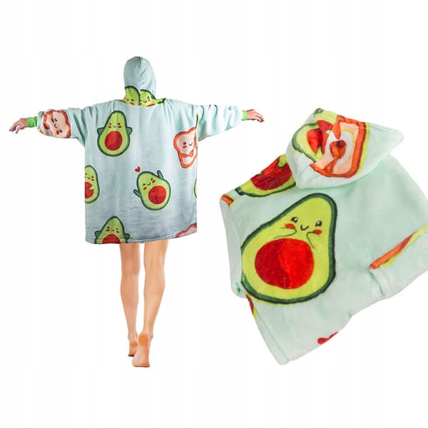 Xxl Avocado Oversize Varm Hættetrøje - Tæppe 2-I-1