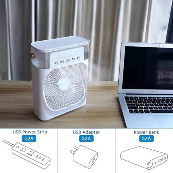 Frioza Bærbar Luftkøler 5i1 Aroma Natlys Stille USB 600 ml