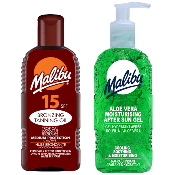 Malibu Sun Oil Spf15 200Ml + Aloe After Sun Gel 200Ml