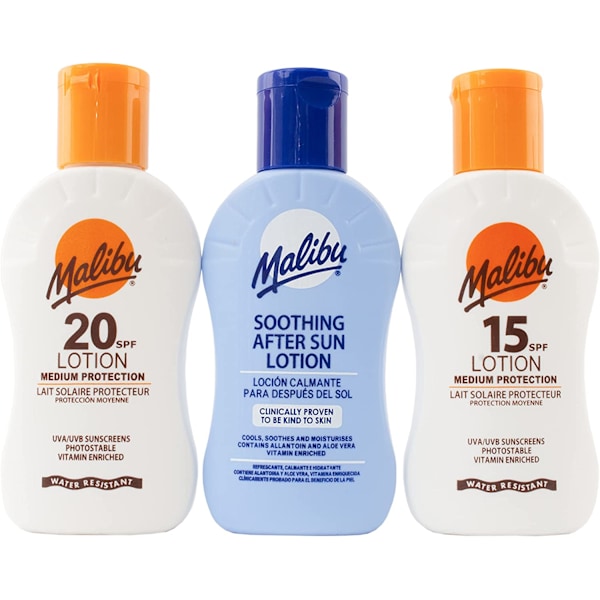 Malibu Travel Pack Sun Lotions Spf15 Spf20 + After Sun Lotion