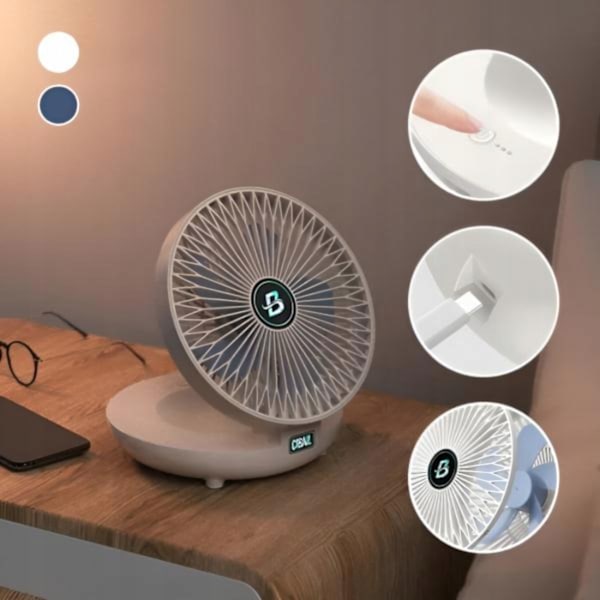 Bærbar Mini Ventilator Aircolio – Stille Og Trådløs, 5 Hastighedsniveauer, Usb-Opladning