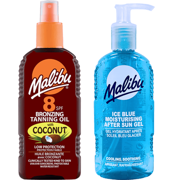 Malibu Bronzing Oil With Coconut Spf8 200Ml + Ice Blue After Sun Gel 200Ml