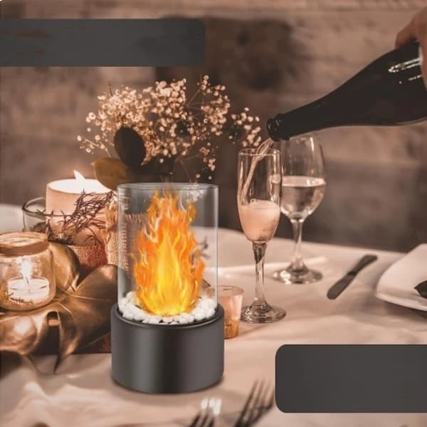 Bordsskiva Bio Etanol Eldstad Svart Glas Inomhus Utomhus 21cm