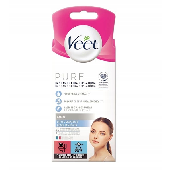 Veet Pure Kasvojen Herkän Ihon Vahaliuskat 20 Kpl