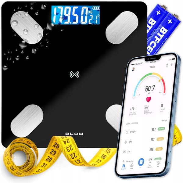 Älykäs Analyyttinen Bluetooth-Kylpyhuonevaaka Musta + Mittaushana
