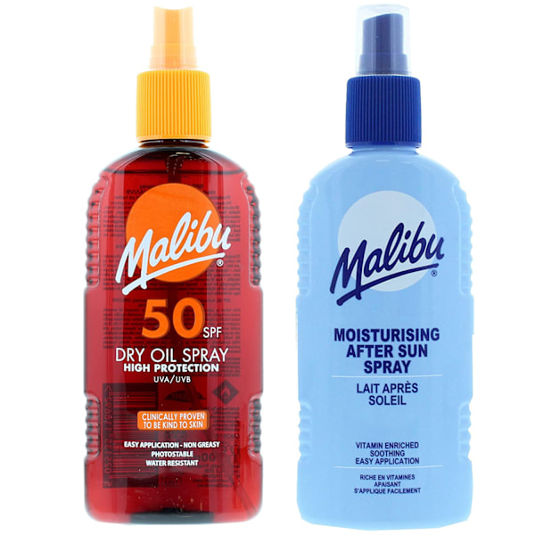 Malibu Spf50 Bronzing Oil 200Ml + After Sun Spray Balm 200Ml