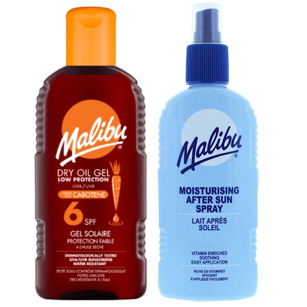 Malibu Spf6 Tør Olie Med Caroten 200Ml + After Sun Spray Balm 200Ml