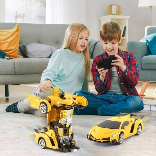 RC Robotbil 2i1 Transform Drift Lys Lyde 360 Gul