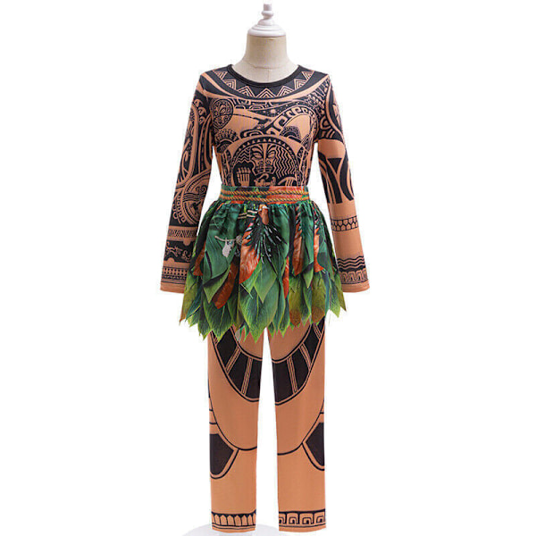 Pojkar Moana Maui Cosplay Tatuering Kostym Halloween Cosplay Maskeradkostym gt; lt;- 140cm (9-11Y)