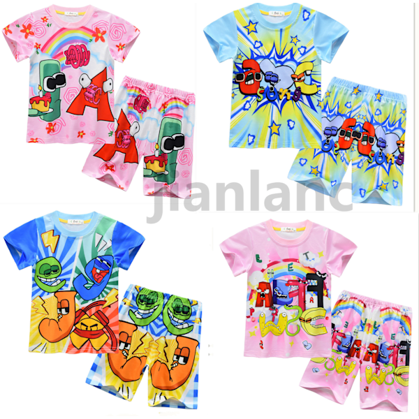 Alphabet lore Cosplay Pyjamas Set Flickor Kortärmad T-shirt+Shorts Set #91059 110cm/4-5Y