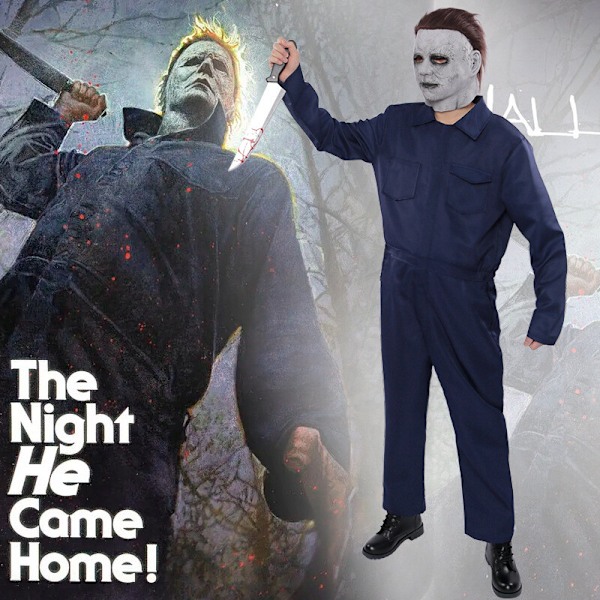 Karnevalsset Michael Myers Halloween Cosplay Kostym Fancy Mask Barn & Vuxna Men XL (No Mask）