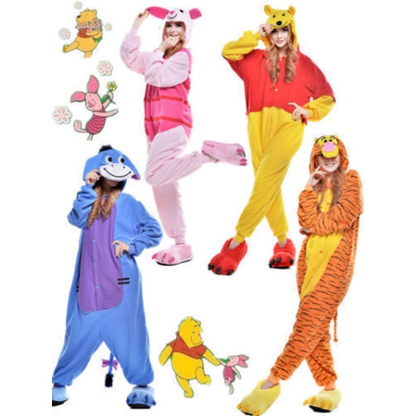 Vuxen Nalle Puh Flanell Onesie11 Unisex Cosplay Kostym Kigurumi Pyjamas Jumping tiger L(170CM-180CM)