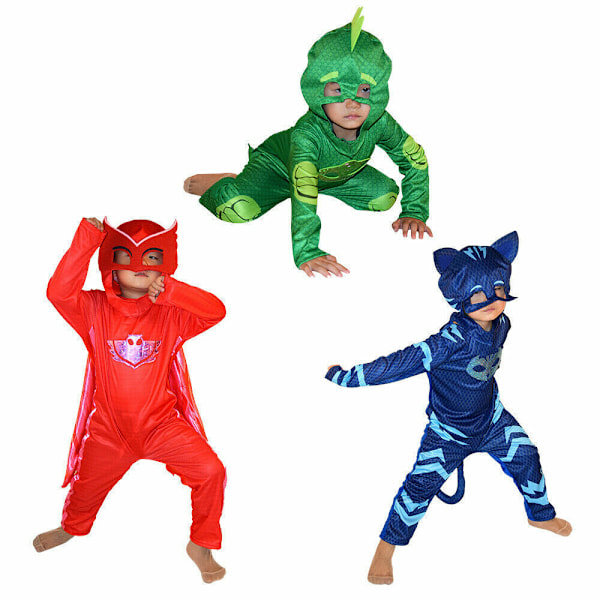 PJ Masks Kostym Pojkar Flickor Superhjälte Barn Maskerad OFFICIELL Utrustning Gekko  Cape+Mask One Size