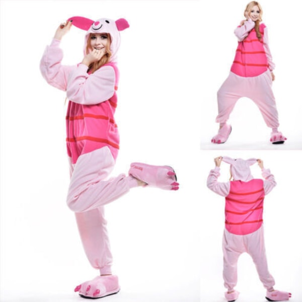 Vuxen Nalle Puh Flanell Onesie11 Unisex Cosplay Kostym Kigurumi Pyjamas Piglet XL(180CM-190CM)