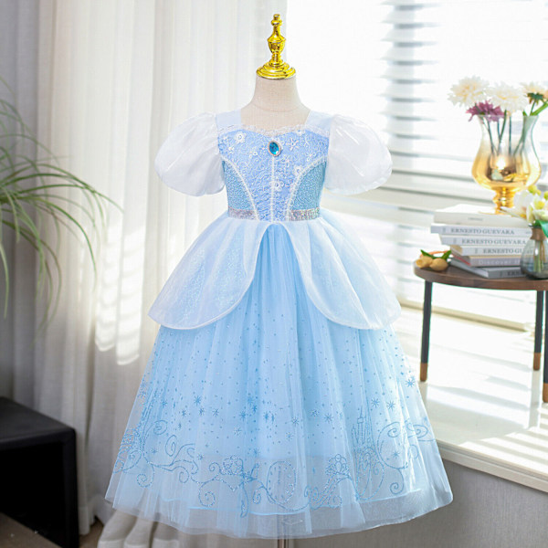 Flickor Barn Askungen Prinsessa Maskerad Party Födelsedag Cosplay Kostym Outfit Only Dress 4-5 Years