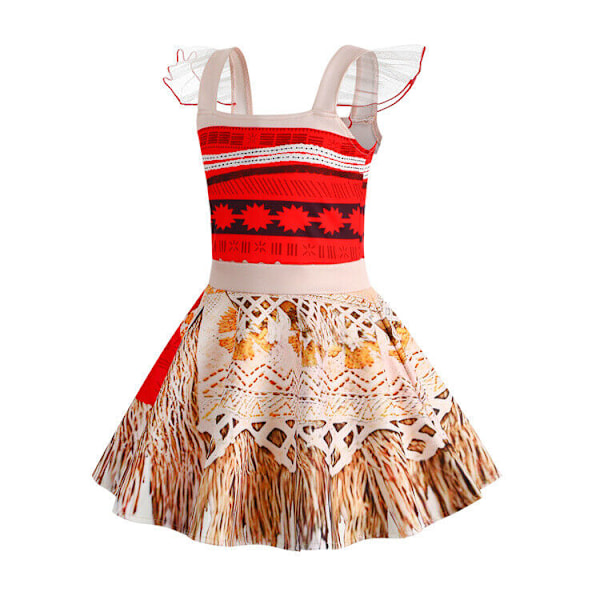Moana Prinsessa Flickor Utklädnings Cosplay Födelsedagsfest Kostym Klänningar Dress+Accessories 7-8 Years(120cm)
