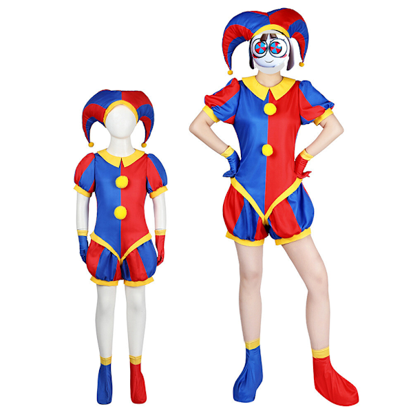 Barn The Amazing Digital Circus Pomni Cosplay Kostym Uniform Jumpsuit Bodysuit Single hat for children one size