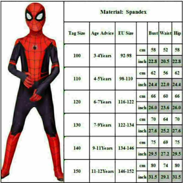 Nya Barn Pojkar Spider-Man Far From Home Spiderman Zentai Cosplay Kostymdräkt Spiderman - Kids 9-11 Years