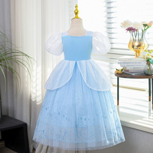 Flickor Barn Askungen Prinsessa Maskerad Party Födelsedag Cosplay Kostym Outfit Dress+Accessories+Wig 4-5 Years