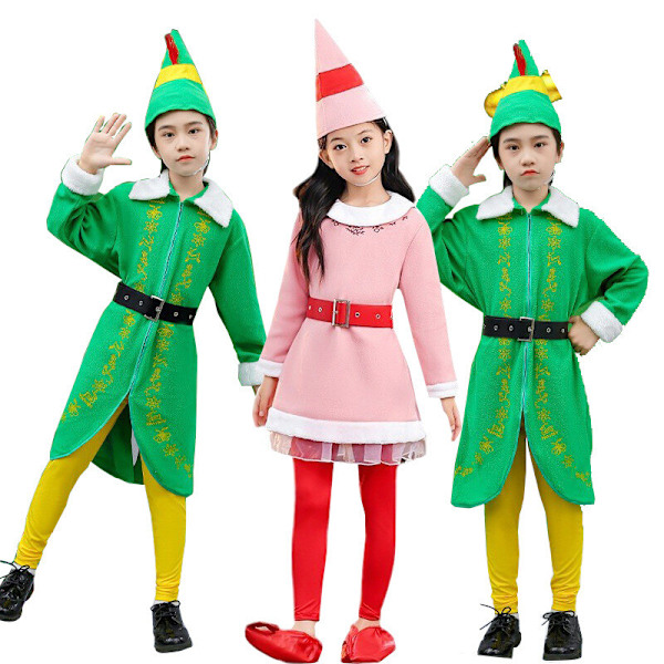 Barn Vuxna Buddy the Elf Kostym Tomtefest Cosplay Maskeradkläder~ 2 pairs of stockings One Size